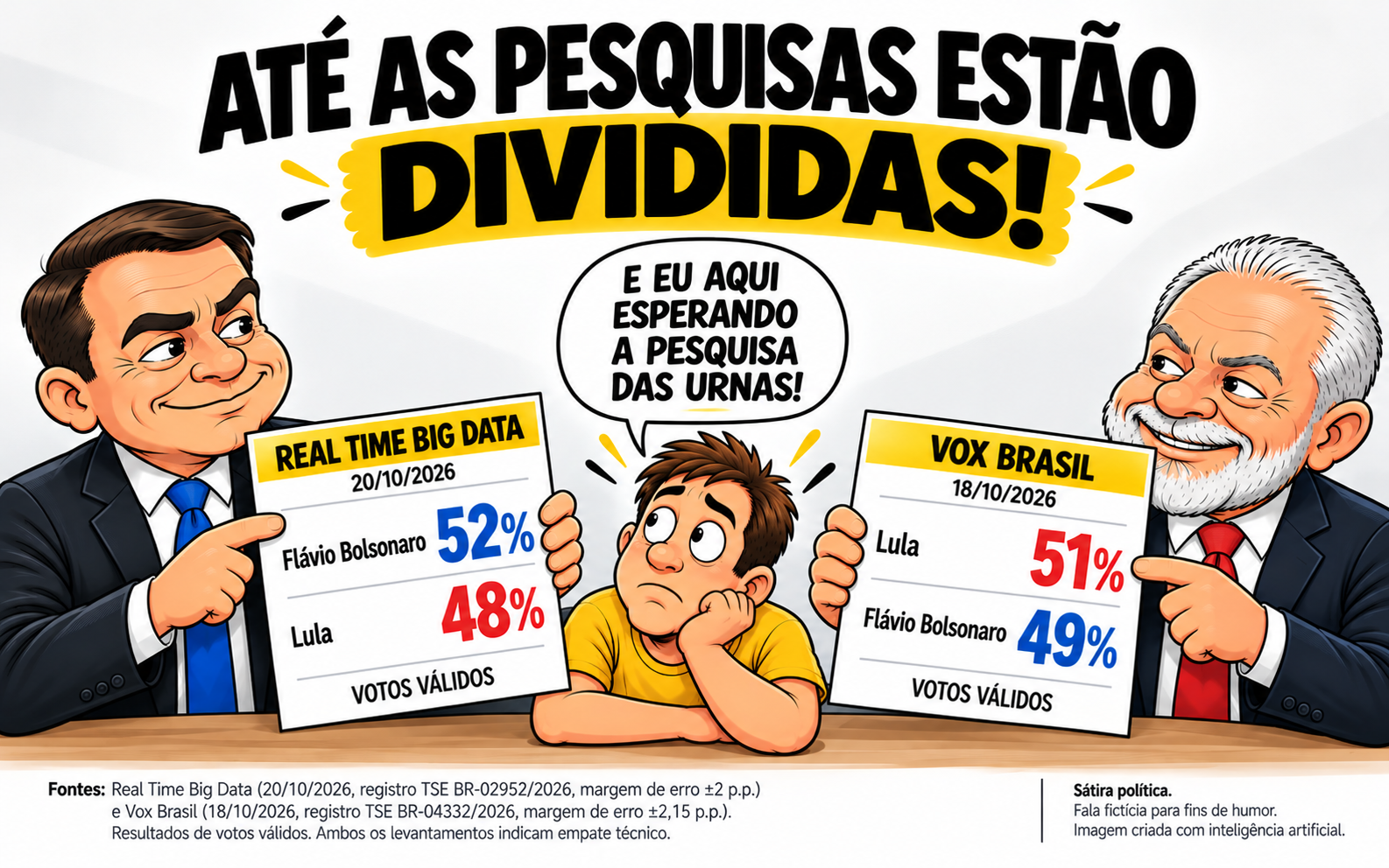 CHARGE DA SEMANA | ATÉ AS PESQUISAS ESTÃO DIVIDIDAS!